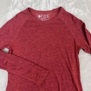 Figs Top Womens Small Red/Orange Salta Seamless Underscrub Nurse Medical Fitted